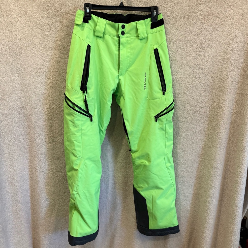 Obermeyer Neon Green Ski Pants with Black Accents